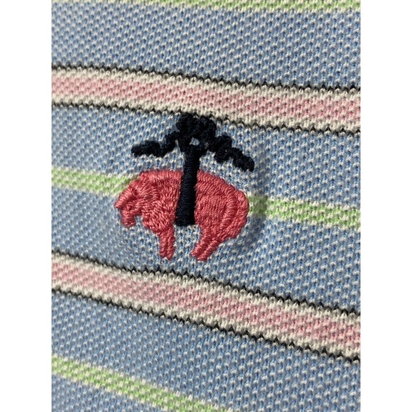 Brooks Brothers Performance Polo Shirt Mens Large Pink Blue Stripe Short Sleeve - Picture 6 of 8